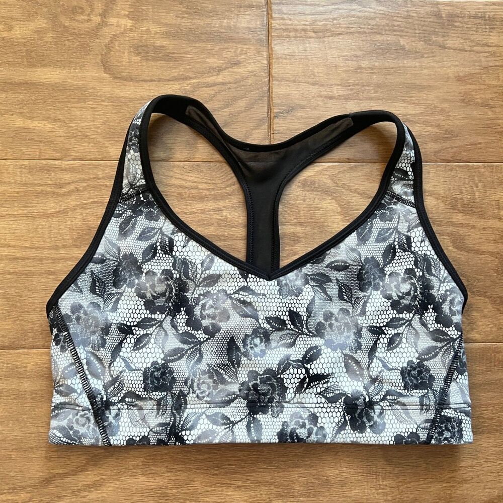 Victoria's Secret VSX Sport Sports Bra Size M The Player Racerback Floral Lace